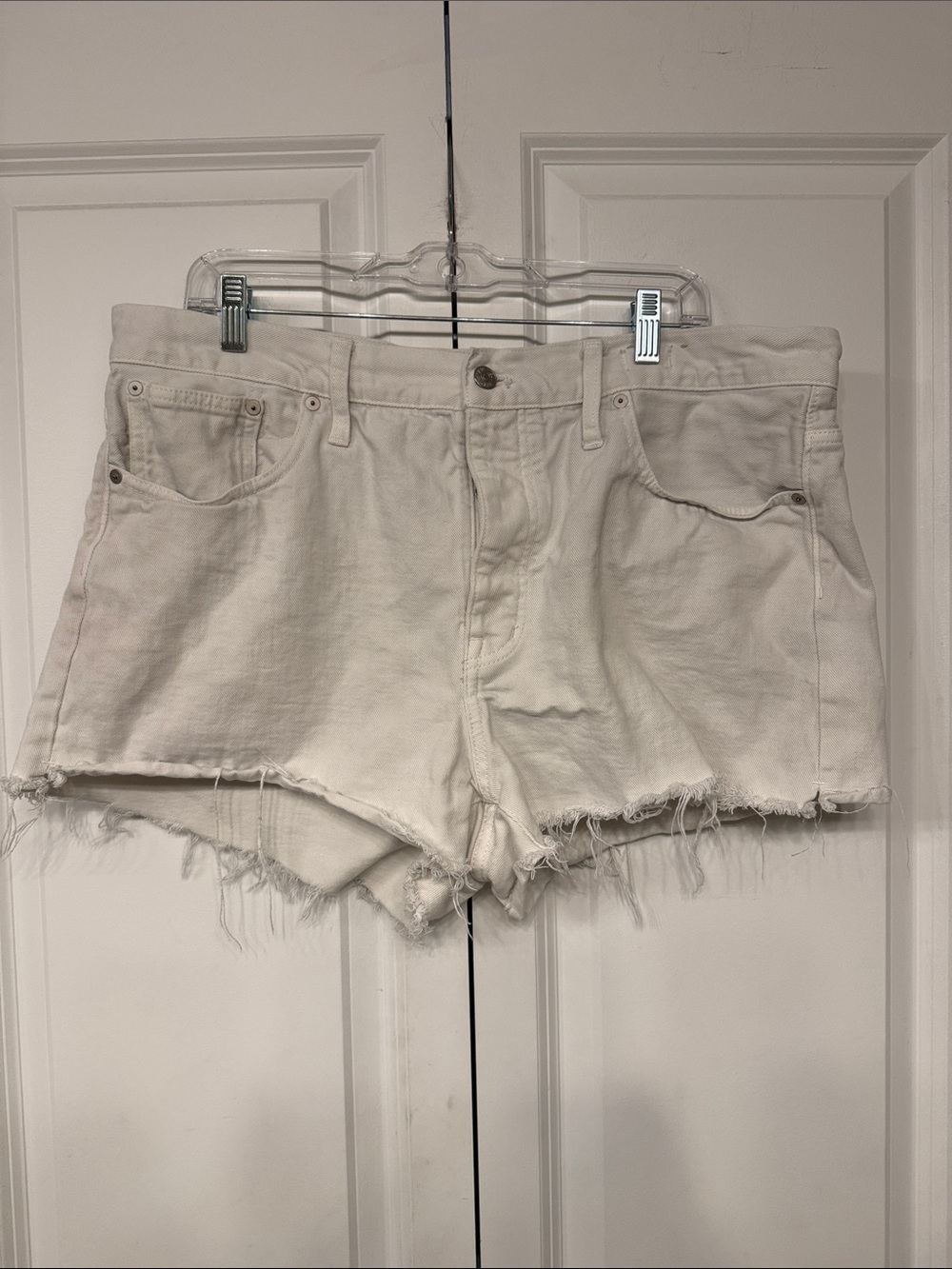 Madewell Cream Frayed Hem Denim Shorts